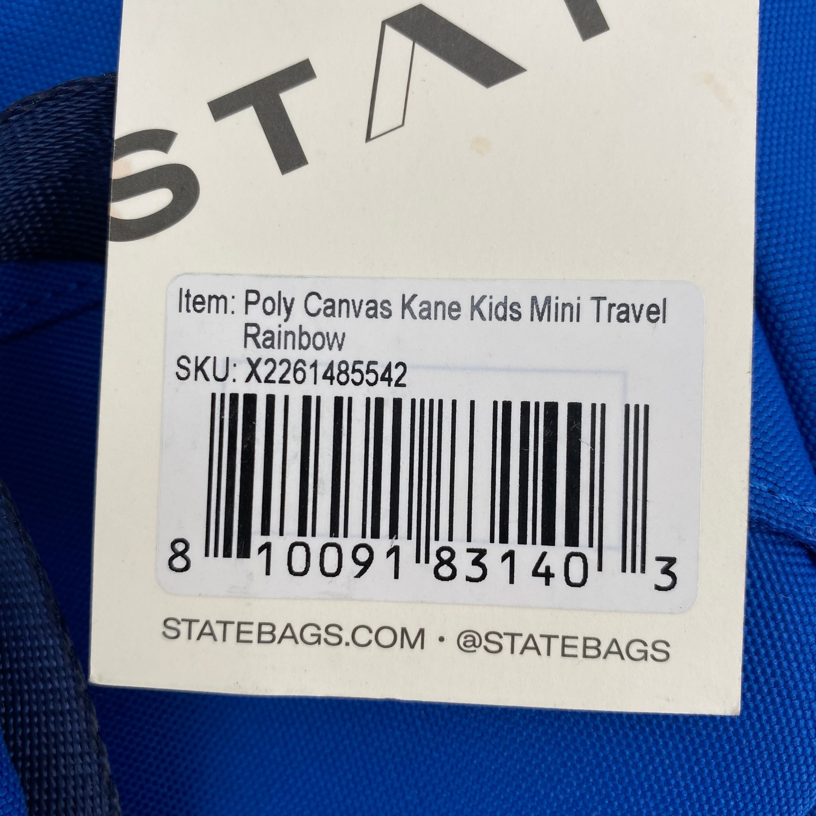 State Kane Kids Mini Travel Backpack Blue Rainbow Poly Canvas Vibrant Colorful — image 8 of 8